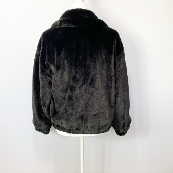 NWOT-Black Silky Faux Fur with Rose Gold Oversized Jacket S - Picture 4 of 12